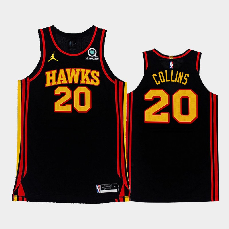 Men's Atlanta Hawks #20 John Collins 2020-21 Black Stitched Jersey